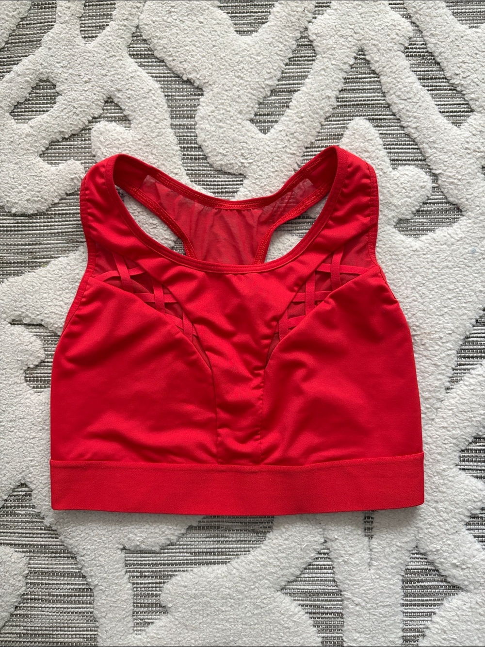 Victoria's Secret Bright Red Racerback Sports Bra with Lattice Accents